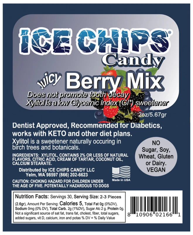Berry Mix Ice Chips Candy 2 oz (5.67g) Resealable Pouch