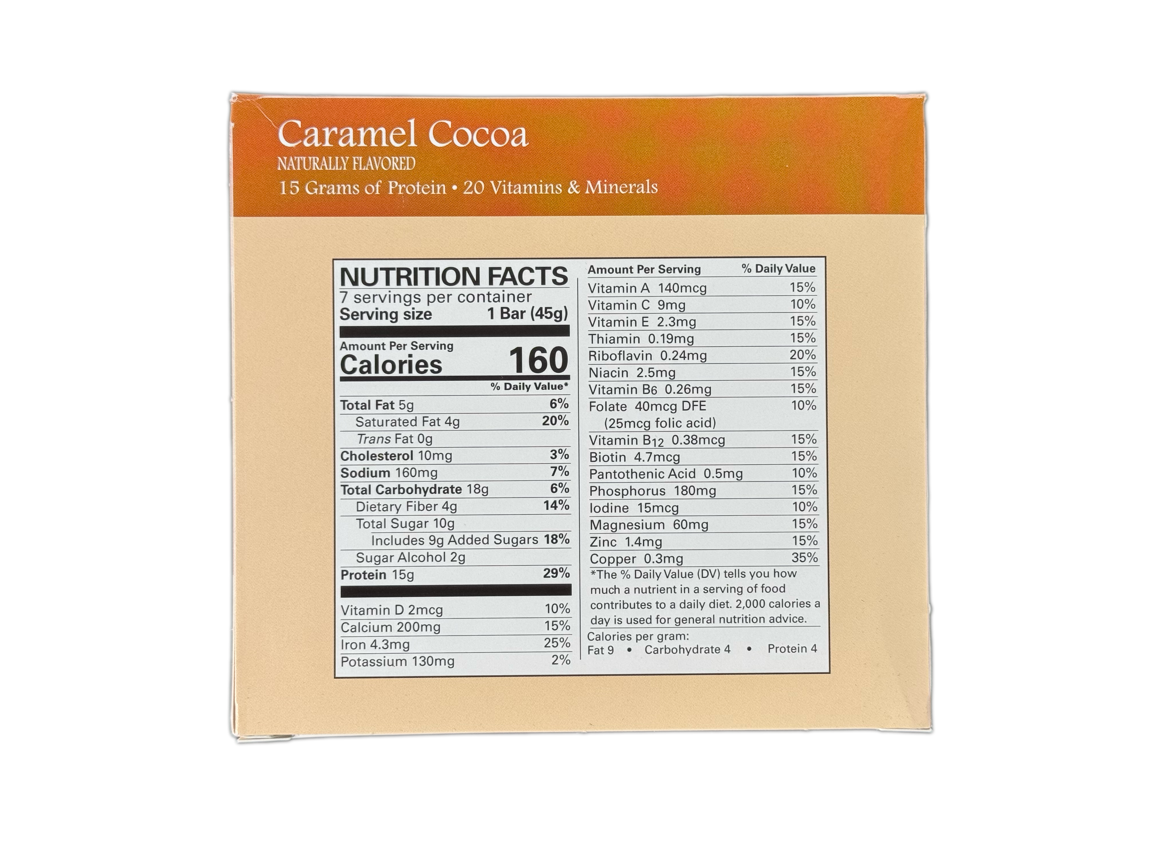 Caramel Cocoa Protein Bars, 7 Bars/Box