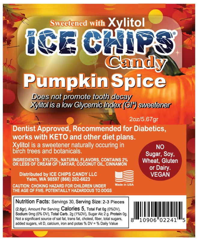 Pumpkin Spice Ice Chips Candy 2 oz (5.67g) Resealable Pouch