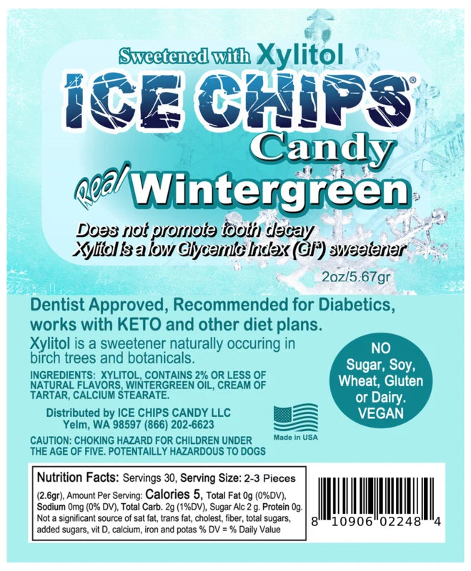 Wintergreen Ice Chips Candy 2 oz (5.67g) Resealable Pouch