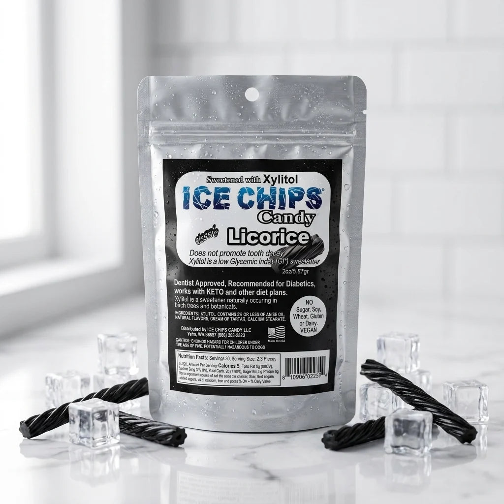 Licorice Ice Chips Candy 2 oz (5.67g) Resealable Pouch