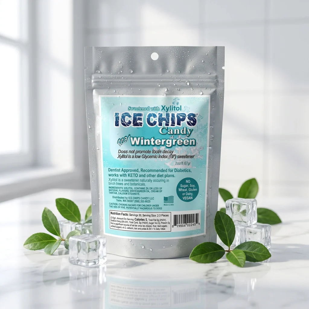 Wintergreen Ice Chips Candy 2 oz (5.67g) Resealable Pouch
