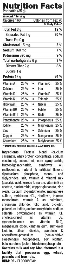 Nutrition Facts & Ingredients Low Carb Vanilla Shake Bottle